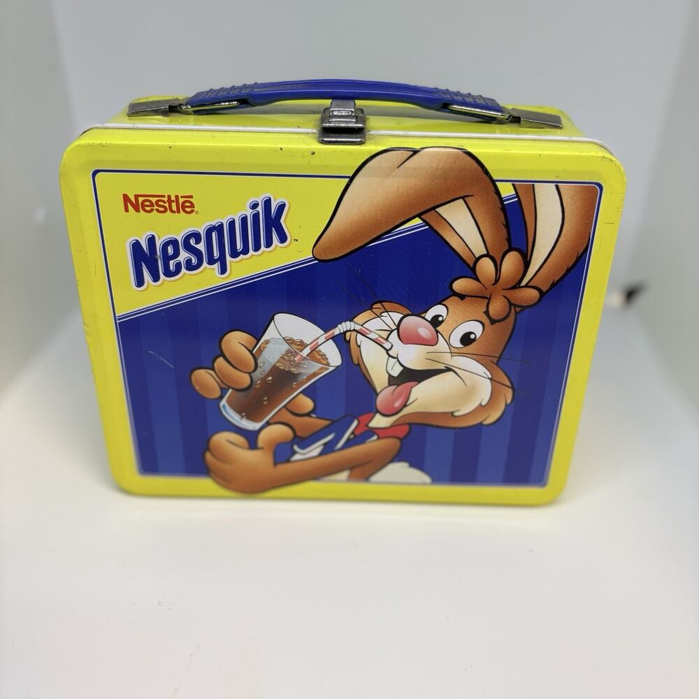 Nestle Nesquik Bunny Yellow Metal Lunch Box Vintageq